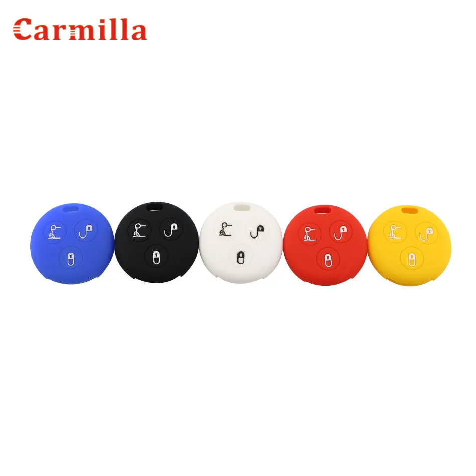

3 Buttons Silicone Car Key Cover Fob Case Fit for Mercedes Benz Smart City Roadster Fortwo Key Holder Cover Car Styling