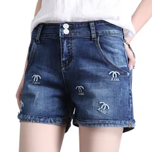 Женские милые джинсовые шорты с вышивкой и кисточками; большие размеры; женские классические короткие джинсы; Летние повседневные шорты с бахромой; женские шорты