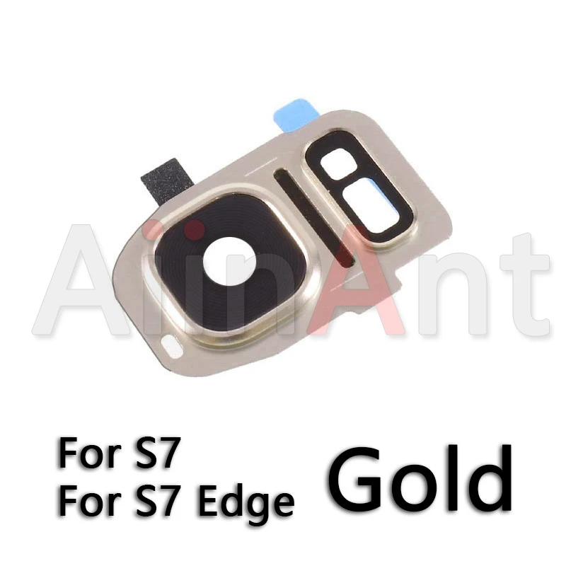 S7 Gold Задняя камера со стеклянным кольцом для объектива для samsung Galaxy S7 Edge объектив для камеры со вспышкой светильник Замена наклейки - Цвет: S7 Gold