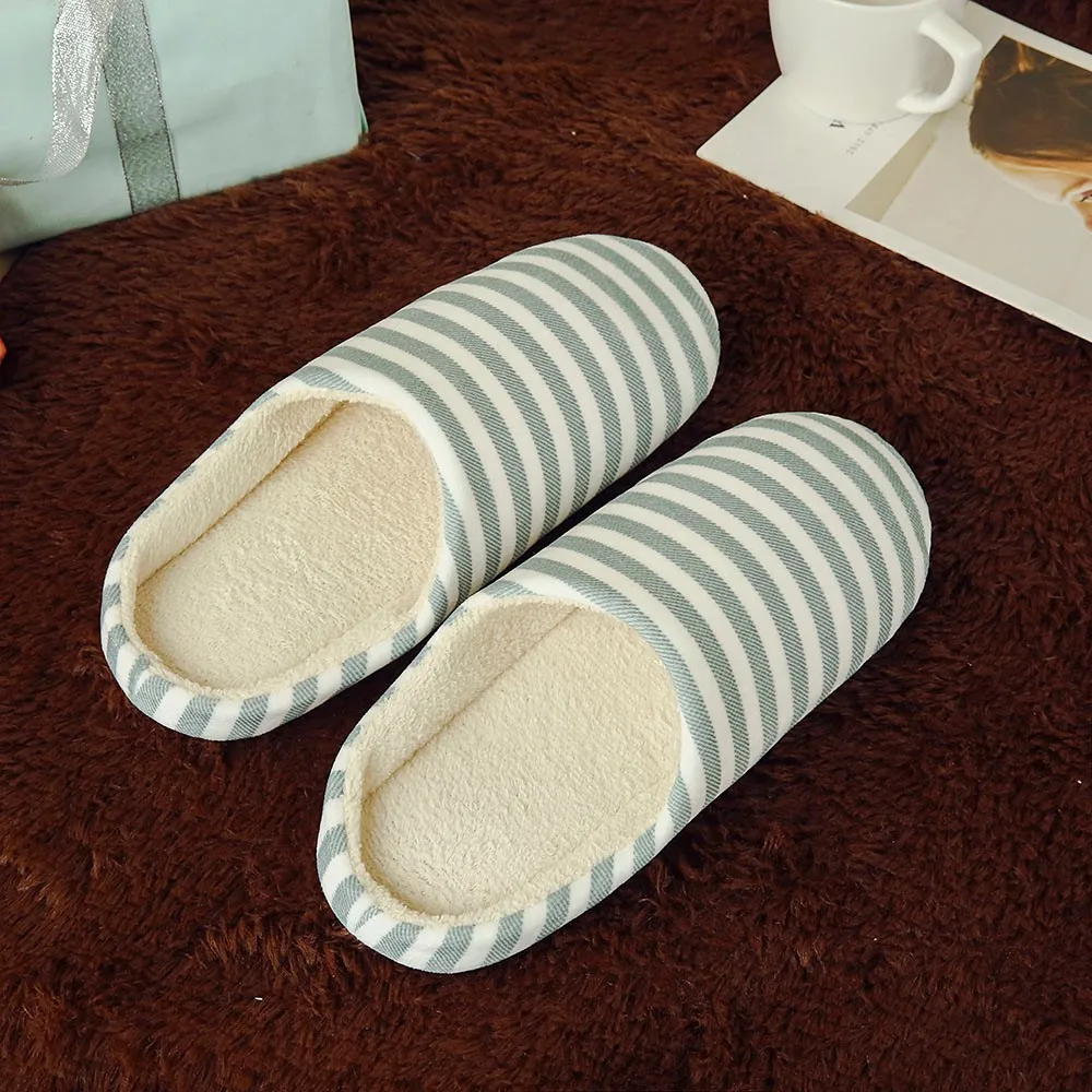 Sleeper#501 NEW Women Men Warm Striped Slipper Indoors Anti-slip Winter House Shoes casual home ladies hot Free Shipping