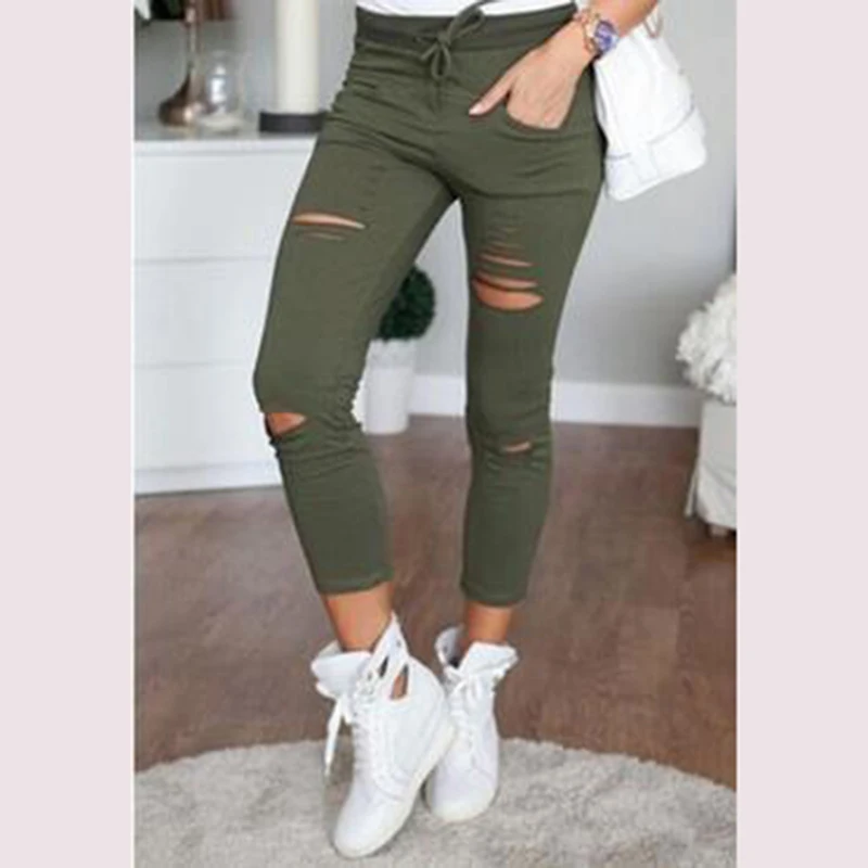 Fashion Womens Ladies Stretch Faded Ripped Slim Fit Skinny