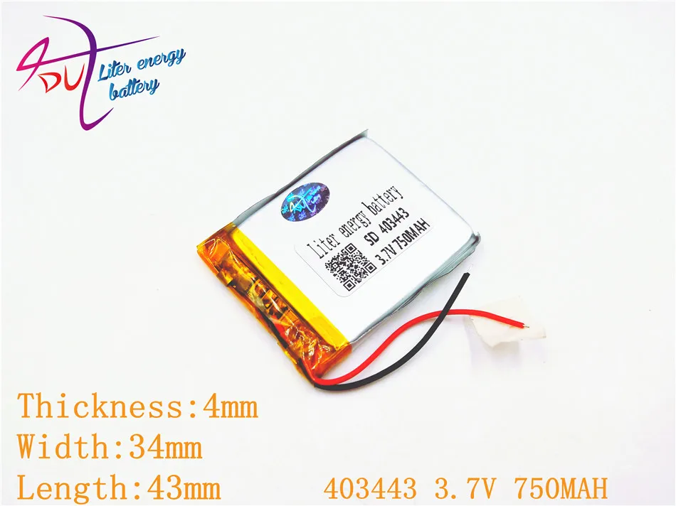 

3.7V 750mAh 403545 403443 Lithium Polymer Li-Po li ion Rechargeable Battery For Mp3 MP4 MP5 GPS mobile bluetooth