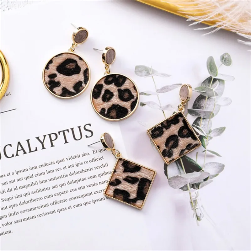 

New Black Imitation Velvet round Geometric Leopard Earrings For Women Statement Trend Suede Earrings Jewelry Gifts