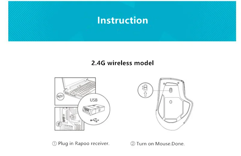 Rapoo mt750l original sem fio mouse recarregável
