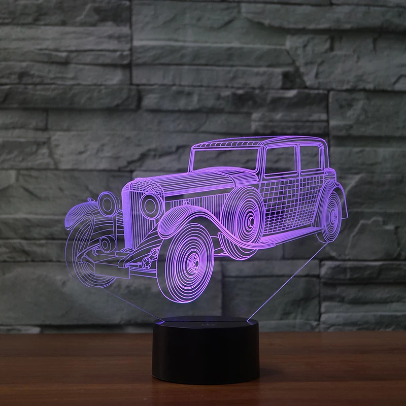  Classic Antique Car 3D LED Light Colorful Nightlight Touch Desk Table Lamp for Boy Car Fans Room De