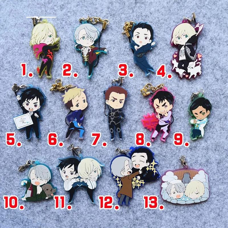 1 шт. аниме брелок Yuri On Ice Victor Nikiforov Katsuki JJ Otabek все члены Забавный жест резиновый