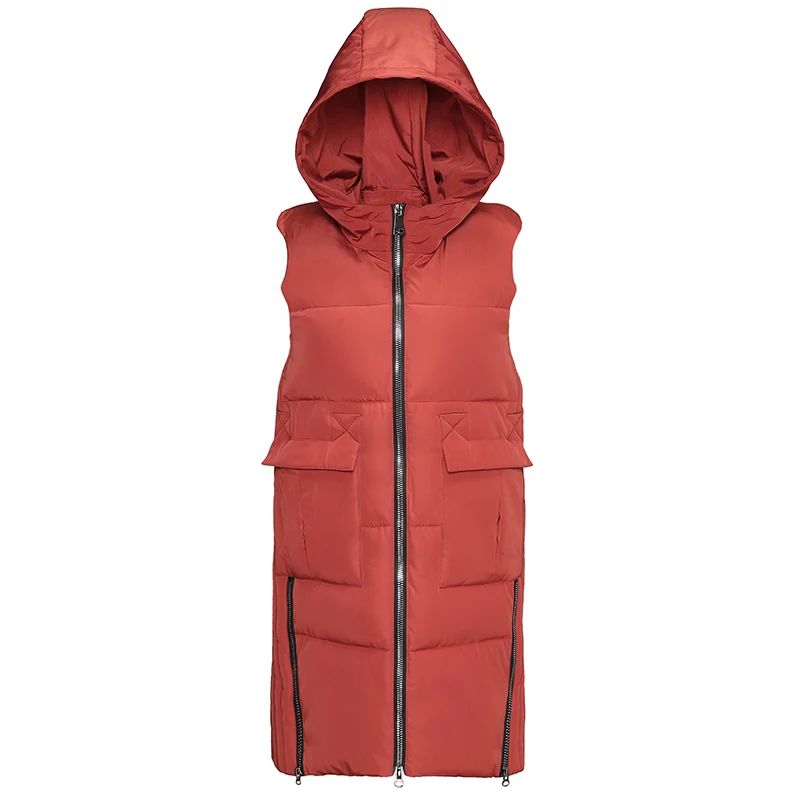 2018 Autumn And Winter Long Waistcoat Women Big Pockets Vest Down Cotton Vest Female Casual Sleeveless Jacket Coat