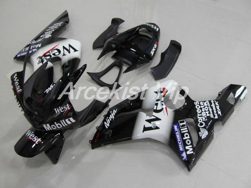 

4Gifts New ABS Fairings Kit Fit for kawasaki Ninja ZX6R 636 2003 2004 6R 03 04 ZX-6R Fairing set Custom West