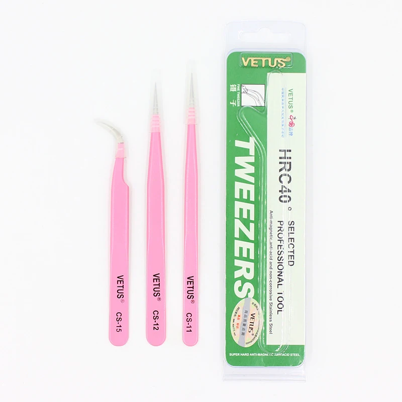 

4pcs Vetus Brand CS Series eyelash tweezers High Precision Anti Acid Ultra Precision Stainless Eyelash Extension Tweezers