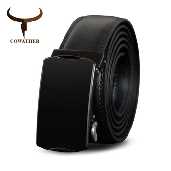 

COWATHER Cow Genuine Leather Belt for Men Cowhide Waistband Alloy Automatic Buckle Male Strap New Arrival Buckle Men Belts