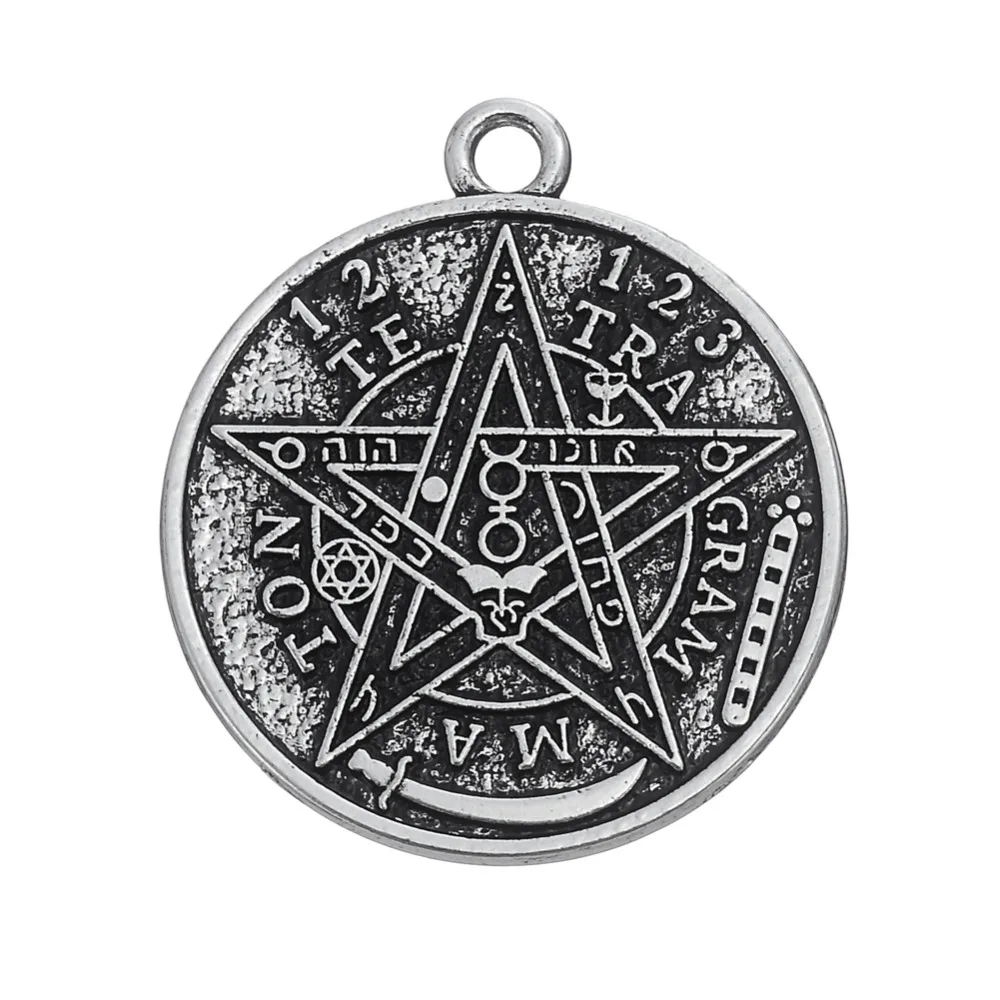 Double sided antique silver plated Tetragrammaton Te Tra Gram Ma Ton  pendant|pendant|pendant heartsilver croaker - AliExpress