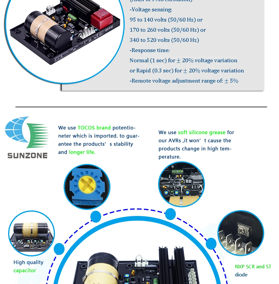 Высокое качество регулятор напряжения AVR R448 для дизельного двигателя генератора