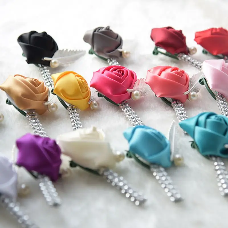 

1Pc Elegant Flower Artificial Pearl Rhinestone Wedding Bridal Bouquet Brooch Pin Dancing Party Decor Remark color NO.