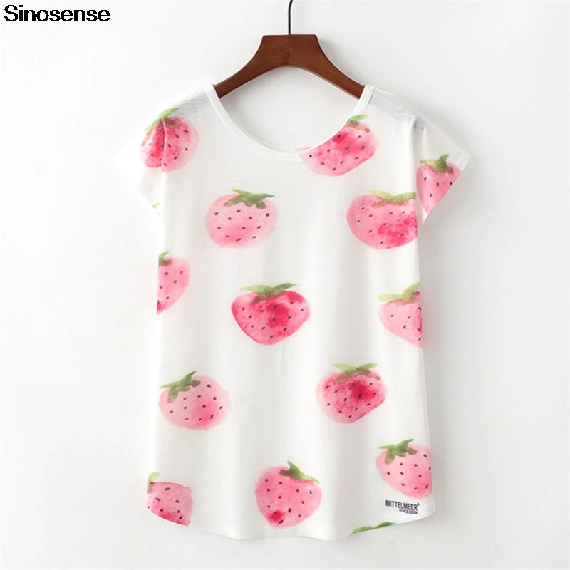 New Cute Pink Strawberry T Shirt Women Cotton T shirts ...