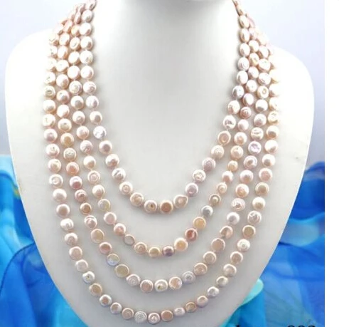 

shipping 100" 11mm coin Lavender freshwater pearl necklace