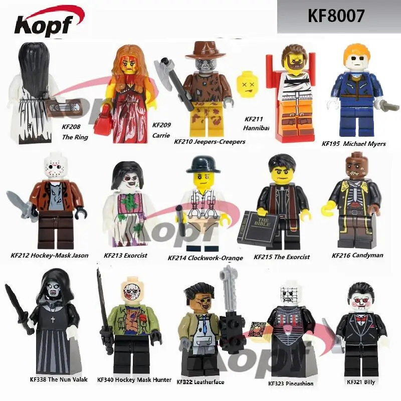 

The Horror Theme Movie Michael Myers Billy Nun Valak Leatherface Hackey Mask Hunter Building Blocks Children Gift Toys KF8007