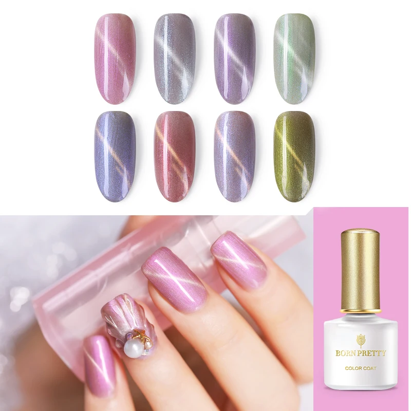 

BORN PRETTY 6ml Shell Glitter Gel Nail Polish 3D Cat Eye Magnetic Soak Off UV Gel Nail Art Gel Design