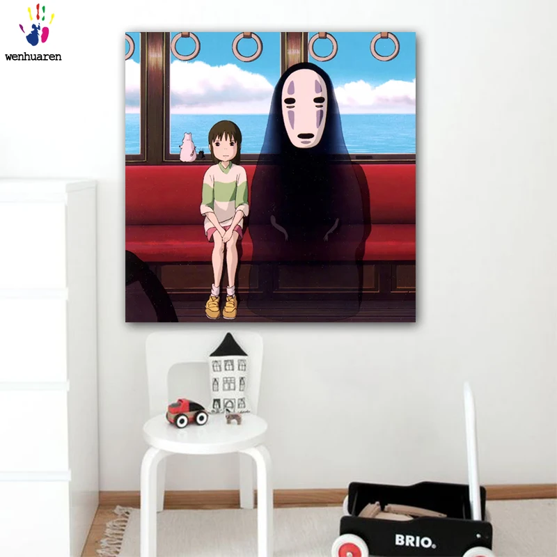 

DIY colorings pictures by numbers with colors Spirited away picture drawing painting by numbers framed Home