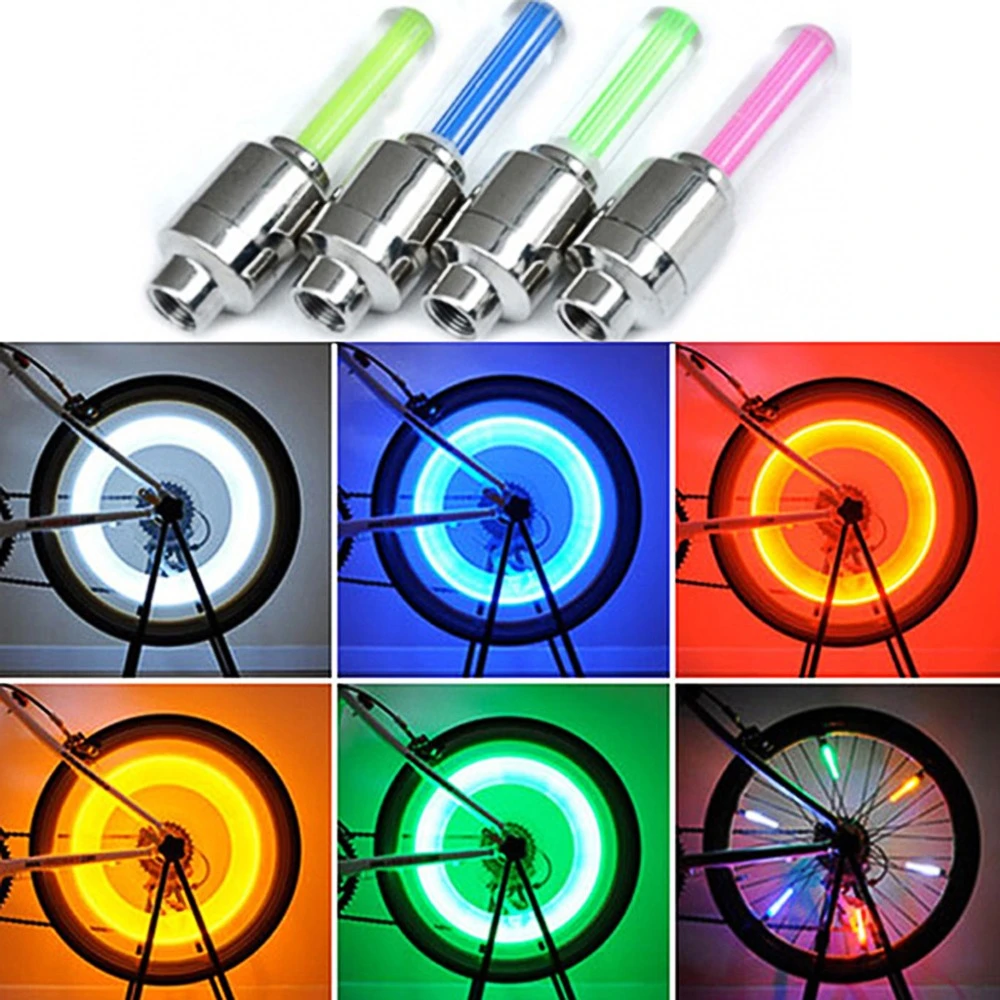 Bicycle Colour LED Neon Car Bike Wheel Tire Tyre Valve Dust Cap Spoke Lights