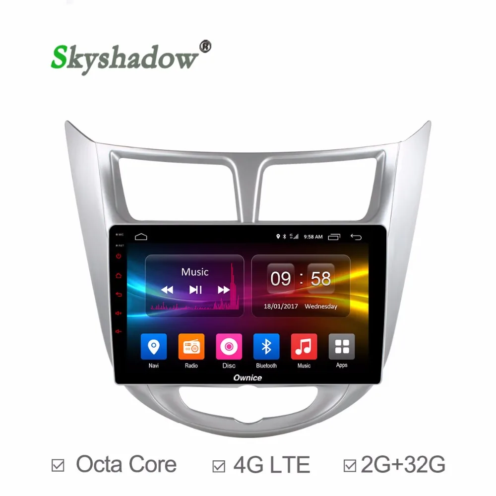 Perfect Ownice Android 6.0 Car DVD Player 2GB RAM 4G LTE WIFI Bluetooth GPS map Radio camera TPMS OBD2 For Hyundai Verna /Accent/Solaris 0