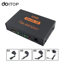 DOITOP UHD 4K*2K 3D 1 in 4 out 1X4 4 Port HDMI Splitter Hub Repeater Amplifier HD 2160P HDMI Audio Cable Converter Adapter #3