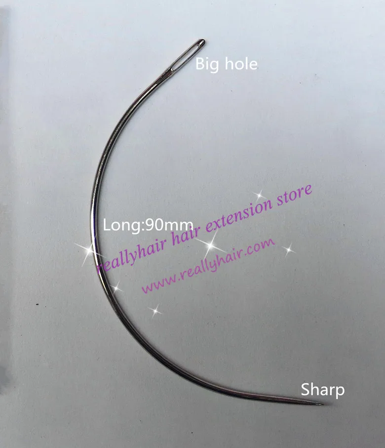 

Free shipping Big type/90mm long C type weaving needles12units per lot curved and 1 roll high strength polyester thread for hair