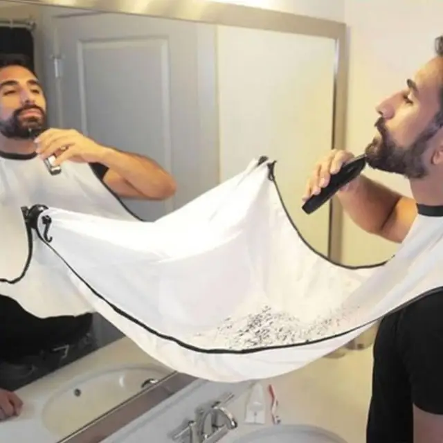 Us 2 08 Beard Care Shave Apron Bib Catcher Trimmer Facial Hair Cape Sink Black Shaving Aprons Men Indoor Bathroom Clean Shaving Apron In Aprons From