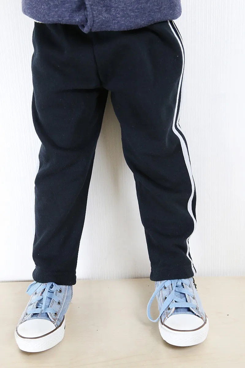 KZ-17, детские штаны для мальчиков, повседневные однотонные брюки в полоску сбоку, спортивные штаны, хлопковый флис
