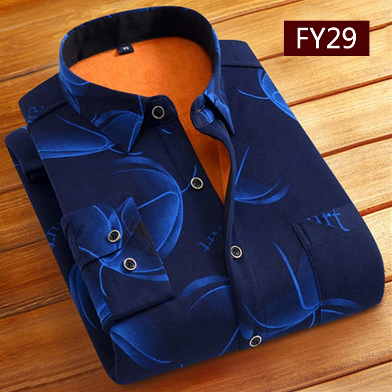 أزياء الرجال الشتاء سميكة الفانيلا الدافئة منقوشة اللباس قمصان طويلة الأكمام الرجال قميص العمل عارضة سليم صالح Camisa الاجتماعية قمصان 4XL