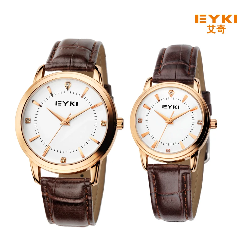 

EYKI luxury brand watch women leather strap quartz-watch men fashion casual montre homme couple watch hour clock reloj hombre