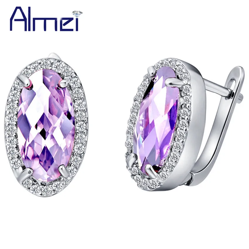 Женские серебряные серьги Almei с фианитом R197|women earrings|women fashion earringsbrincos |