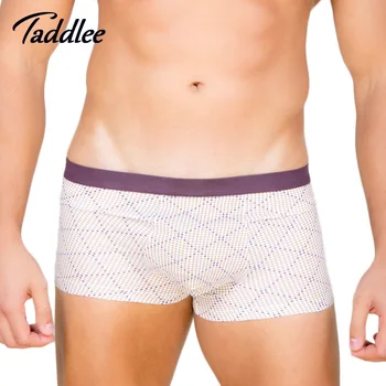 

Taddlee Brand Men Underwear Cotton Boxer Soft Colors Men's Boxers Trunks Shorts Basic Print Grid Underpants Classic New