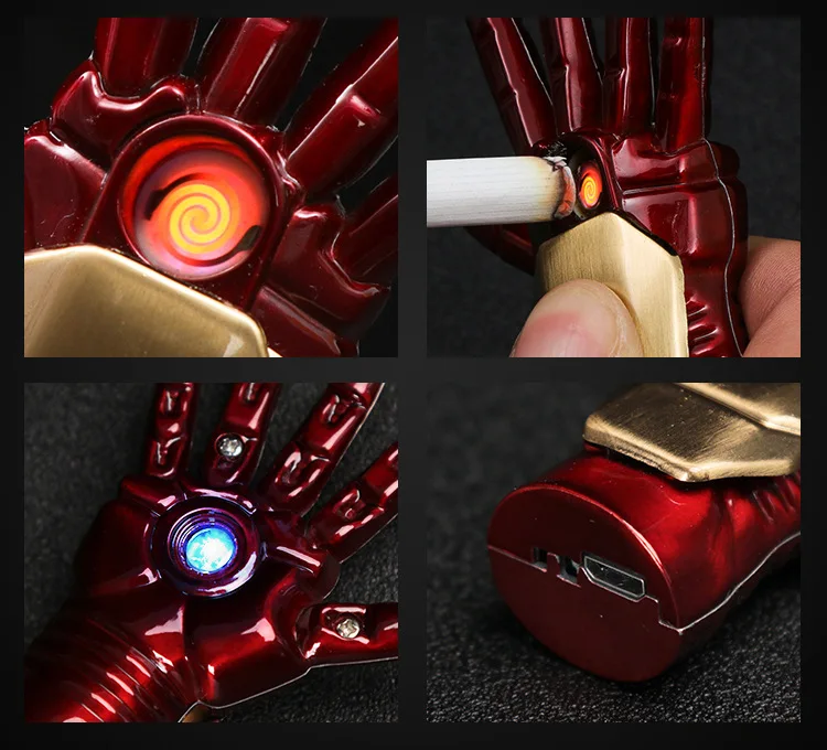 

Mini Iron Man Palm Men's Windproof Lighter USB Charging Electronic Lighter Windproof Plasma Arc Cigar Lighter With Bright Light