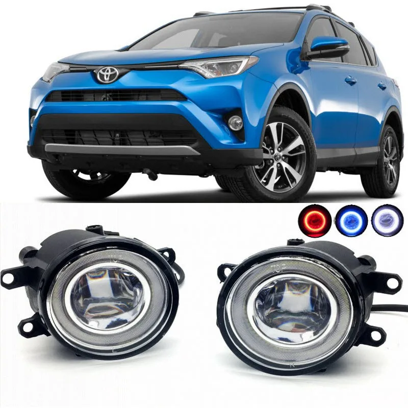 For Toyota RAV4 RAV-4 2006-2017 2016 2 in 1 LED Cut-Line Lens Fog Lights Lamp 3 Colors Angel Eyes DRL Daytime Running Lights