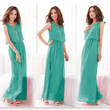2019 Sundress woman long maxi Dress Plus Size casual boho Chiffon Sleeveless Beach dress Woman