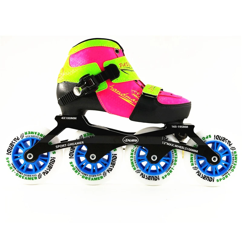 Встроенные скоростные коньки 4 размера регулируемые, для взрослых детей регулируемые одиночные моющиеся ботинки роликовые коньки 4*100 мм колеса