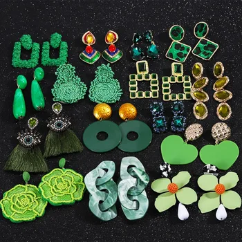 

Miwens 2019 New Green Color 32 Designs Set Punk Vintage Geometric Fashion Lady Girls Gift Metal Drop Dangle Earring Jewelry A436