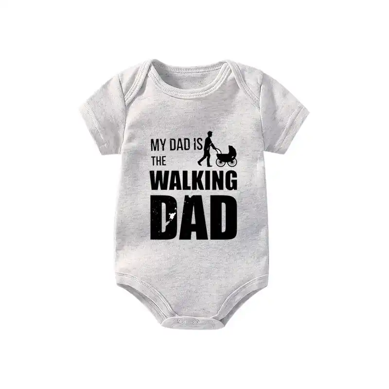 Custom Happy birthday Daddy white baby grow bodysuit vest with custom message.