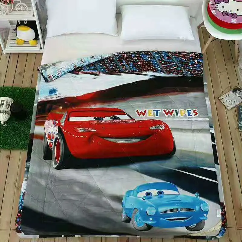 Cartoon Lightning Mcqueen Car Quilt Summer Comforter Bedding Set