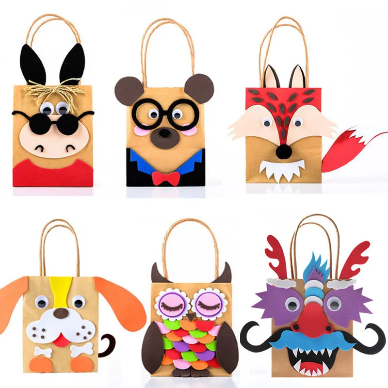 Детский Набор для творчества ручная работа бумажные мешочки для игрушек дети мультфильм животных сумка для детского сада школы