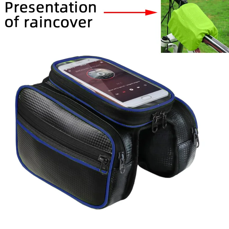 Сумка-держатель для мобильного телефона на велосипед для iphone 6," дюймов с рамкой для сенсорного экрана с передней головкой и верхней трубкой, водонепроницаемая велосипедная сумка для хранения - Цвет: Type B Blue