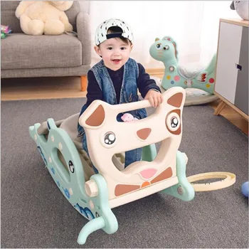 

New Baby Bouncer Rocking Horse Slide Dual-use 3 in 1 Children's Toy Baby Slide Ferrule Multi-function Toys for Children Outdoor