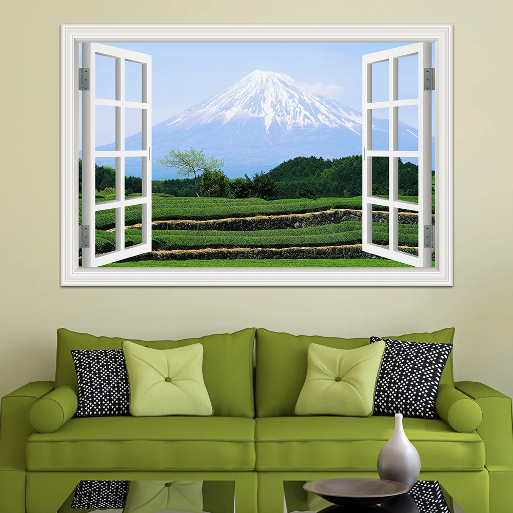 Koop Verwijderbare Wall Art Vinyl Decals Groen Grote Maat Thee Tuin Landschap Decals Muursticker Behang Muurschilderingen Home Decor