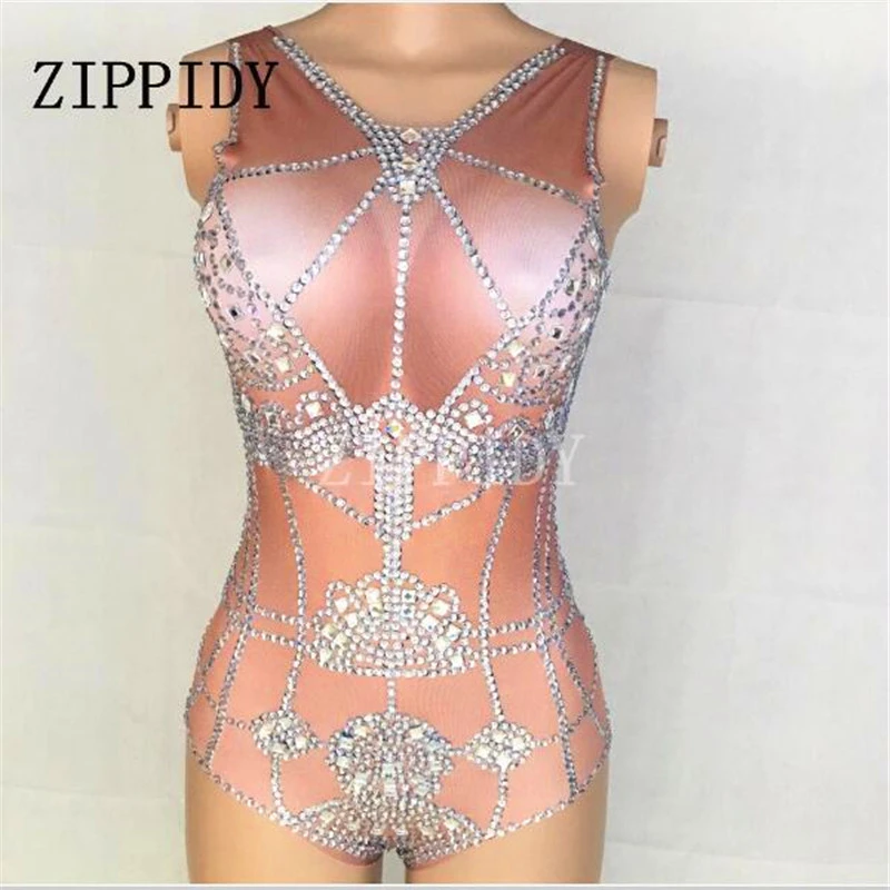 Rhinestone one piece bodysuit Clearance