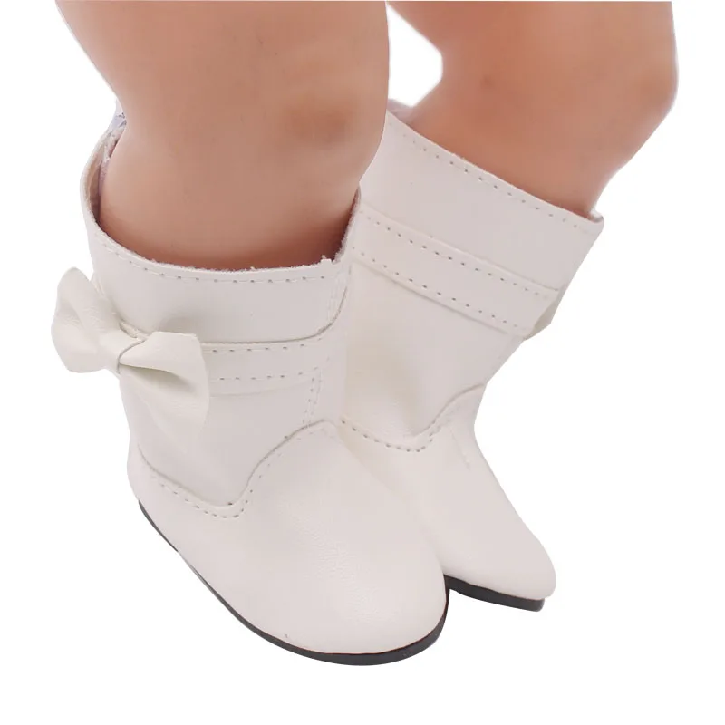 Baby toy shoes 43cm baby boots newborn baby white bow boots baby doll toy accessories G19in