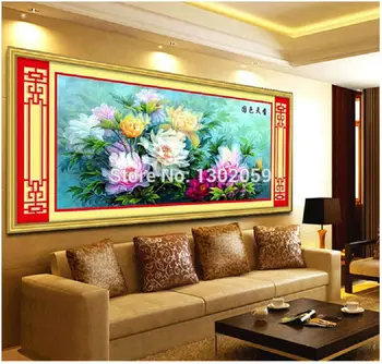 

Available National Beauty And Heavenly Fragrance Peony Flower Needlework Embroidery Package Cross Stitch Kit Factory Sale