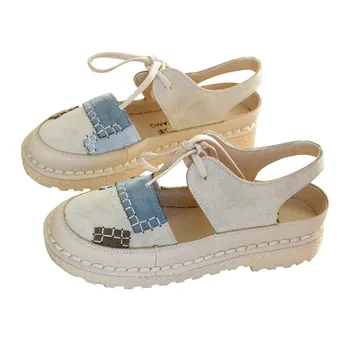 

Retro Nice Girl Literary Roman Sandals Women Simple Flat Shoes Casual Shoes Genuine Leather Student Beach Shoes