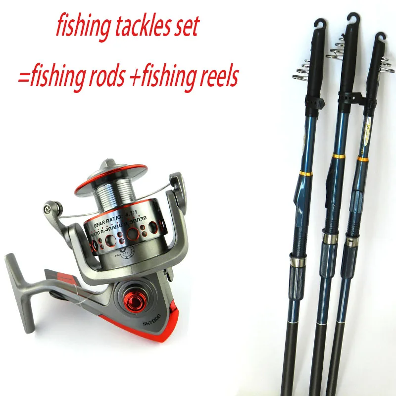 HENGJIA 1pc fishing tackles set metal fishing reels and FRP fishing rod