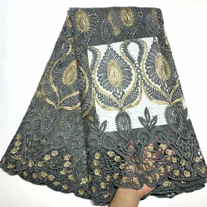 

Embroidered Mesh Lace Fabric High Quality African Tulle Lace Fabric Grey French Net Lace Fabric For Dresses