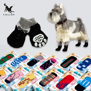 Tailup 4 шт./компл. песиков для длядомашних животных для маленьких собак маленьких породы на нескользящей подошве в помещении и на открытом воздухе Водонепроницаемый носки из натуральный хлопок - изображение